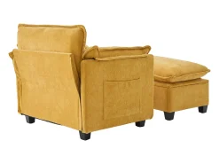 Sofá com bolsos laterais e apoio para os pés - Chenille - para sala de estar e quarto^