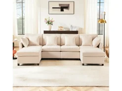 Sofá angular moderno em L - com apoio pés removível - 4 lugares -*ModernLuxe Best