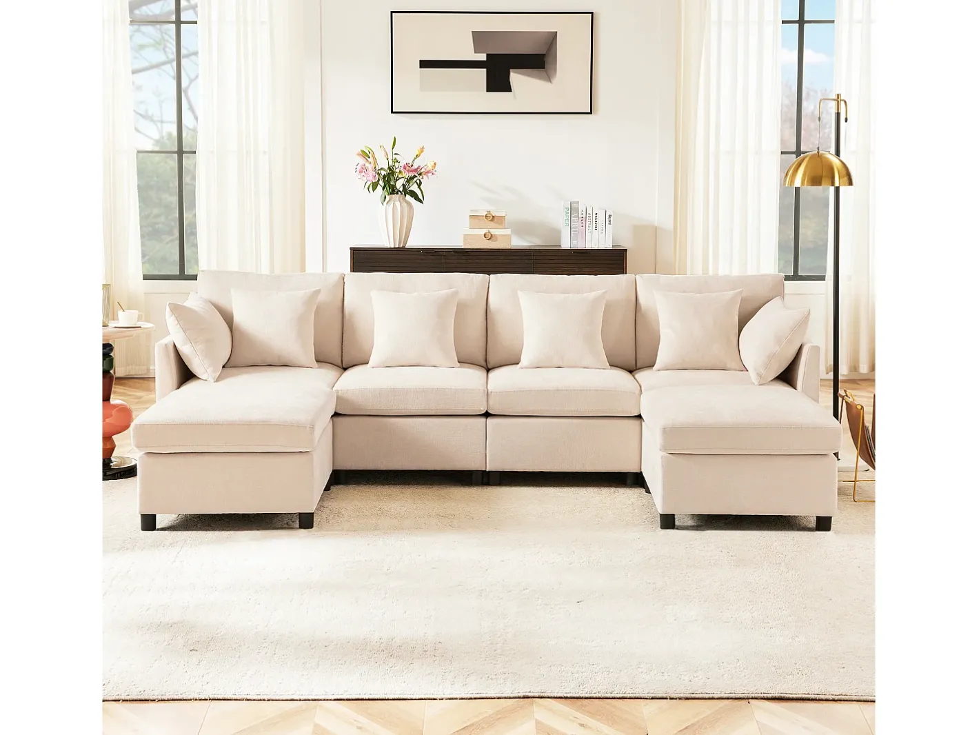 Sofá angular moderno em L - com apoio pés removível - 4 lugares -*ModernLuxe Best