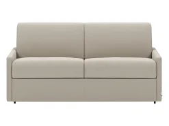 Vente-unique Sofá*Sofá cama 3 lugares colchão de 22 cm tecido cinzento CALIFE Bege