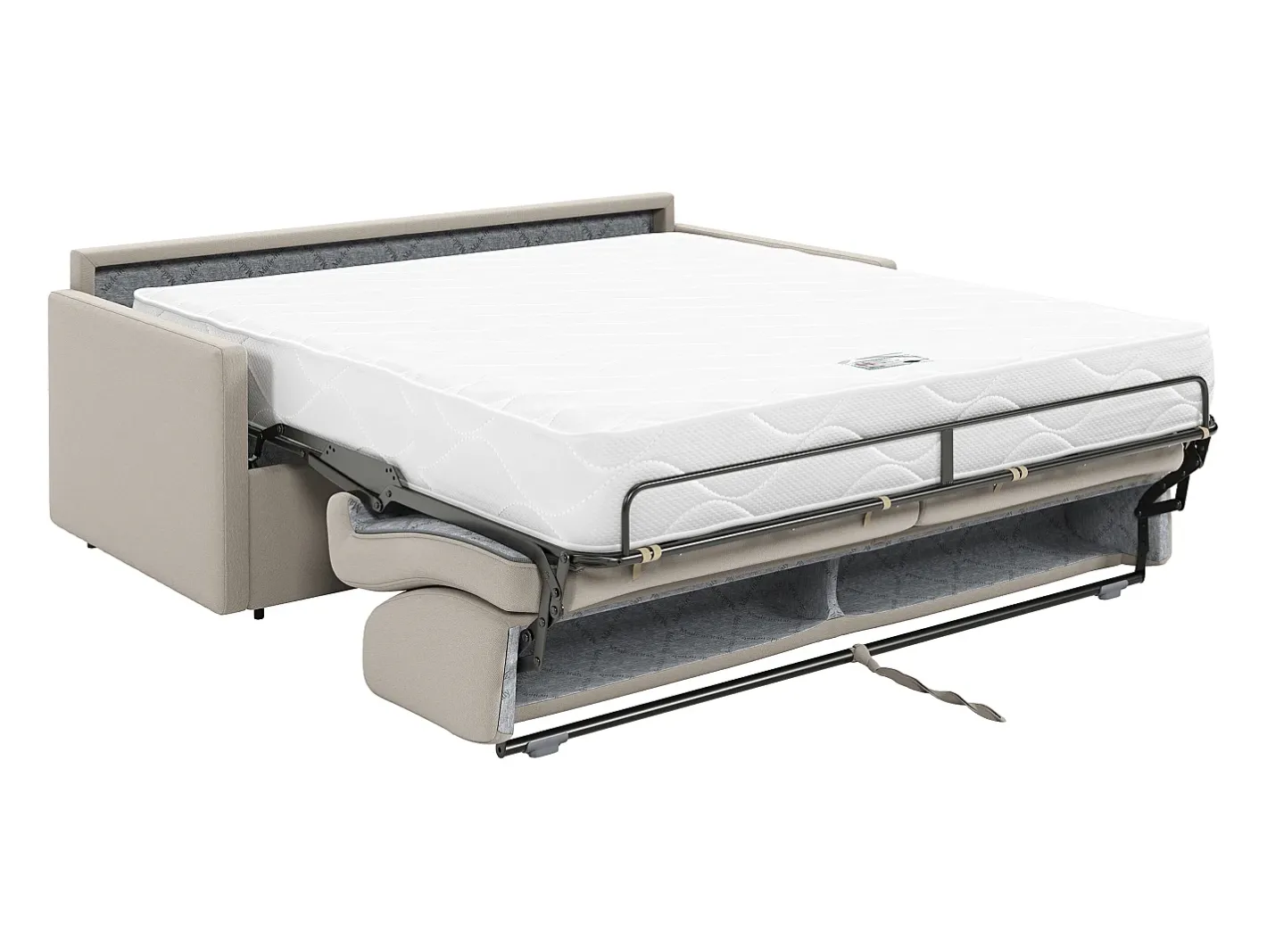 Vente-unique Sofá*Sofá cama 3 lugares colchão de 22 cm tecido cinzento CALIFE Bege