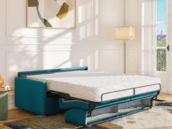 Sofá cama 4 lugares colchão de 22 cm tecido cinzento CALIFE*Vente-unique Clearance