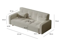 Clearance Sofá Cama Conversível 3 Lugares Veludo Cotelê Copenhaga Escandinavo Confortável e Prático Sofá