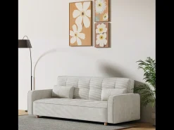 Clearance Sofá Cama Conversível 3 Lugares Veludo Cotelê Copenhaga Escandinavo Confortável e Prático Sofá