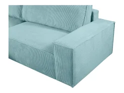 Vente-unique Sofá*Sofá canto esquerdo convertível em veludo canelado azul-turquesa - AMELIA de PASCAL MORABITO Azul turquesa