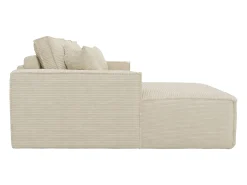 Vente-unique Sofá*Sofá canto esquerdo convert. abert. ráp. veludo canelado 130 cm colchão 13 cm memória Bege