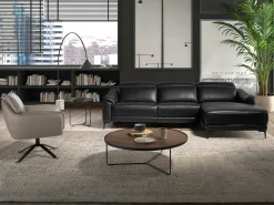 Angel Cerda Sofá*Sofá chaise longue direito em couro 6205 Preto