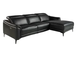 Angel Cerda Sofá*Sofá chaise longue direito em couro 6205 Preto