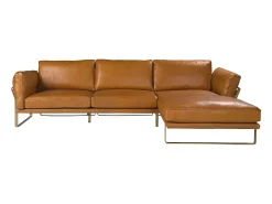 Best Sofá chaise longue direito em pele camel 6232 Sofá