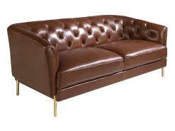 Discount Sofá Chester 2 lugares em pele castanha cognac 6139 Sofá
