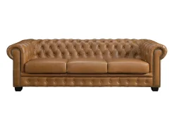 LINEA SOFA Sofá*Sofá chesterfield 4 lugares 100% pele de búfalo superior caramelo vintage BRENTON Camel