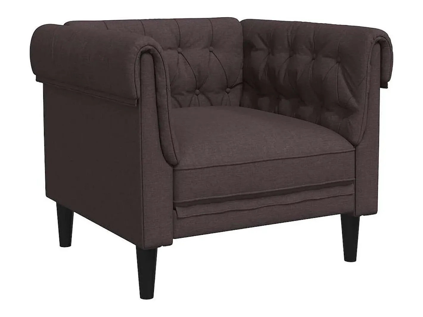vidaxl Poltrona*Sofá chesterfield tecido -escuro Castanho