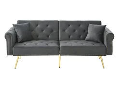 Sofá contemporâneo 2 lugares - Veludo - Encosto ajustável em 3 níveis - Cinza*ModernLuxe New