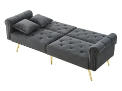 Sofá contemporâneo 2 lugares - Veludo - Encosto ajustável em 3 níveis - Cinza*ModernLuxe New