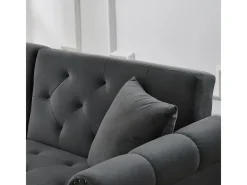 Sofá contemporâneo 2 lugares - Veludo - Encosto ajustável em 3 níveis - Cinza*ModernLuxe New