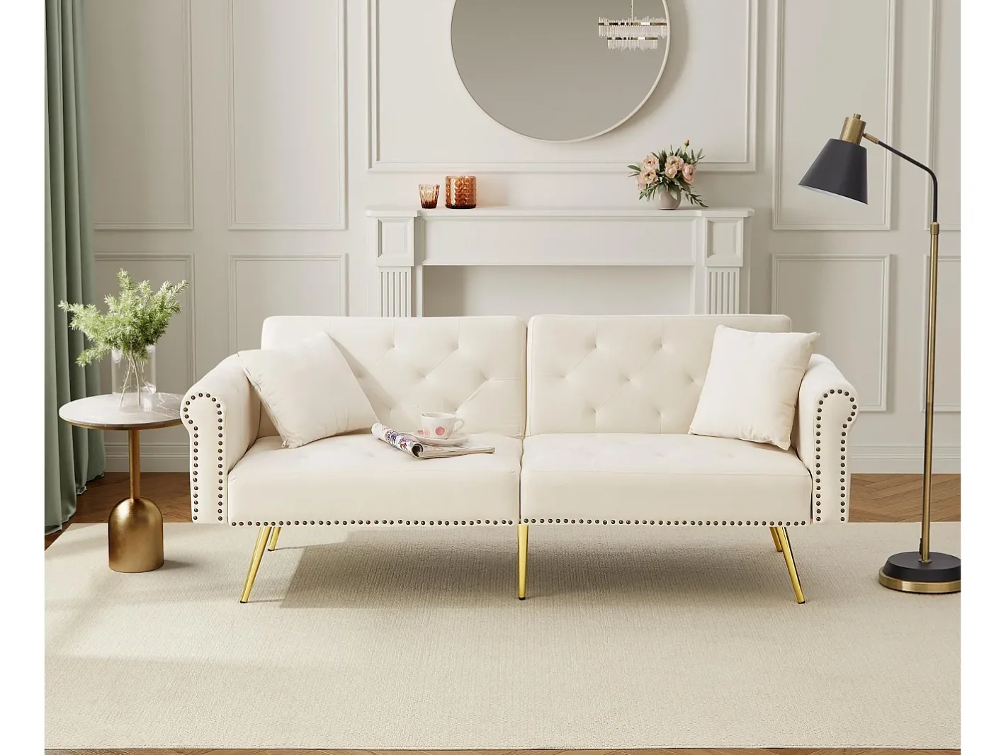 Sofá contemporâneo 2 lugares - Veludo - Encosto ajustável em 3 níveis -*ModernLuxe Discount