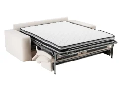 Vente-unique Sofá*Sofá conversível de 3 lugares abertura rápida em tecido texturizado 160 cm colchão 16 cm DAVISO Bege