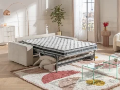 Vente-unique Sofá*Sofá conversível de 3 lugares abertura rápida em tecido texturizado 160 cm colchão 16 cm DAVISO Bege