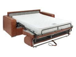 Best Sofá conversível de 4 lugares express em couro vintage caramelo 160 cm colchão 14 cm CALITO Sofá