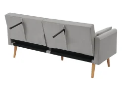 Best Sofá conversível em veludo cinza - com 2 almofadas - braços e encosto ajustáveis - pés em madeira maciça - 180x75x82cm Sofá