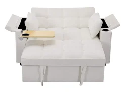 Sofá conversível para 2 pessoas 140.5x74x82 cm - Encosto ajustável - Porta USB - Porta-copos - Mesa de apoio -^ModernLuxe Hot
