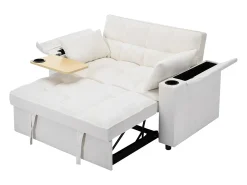Sofá conversível para 2 pessoas 140.5x74x82 cm - Encosto ajustável - Porta USB - Porta-copos - Mesa de apoio -^ModernLuxe Hot