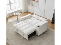 Sofá conversível para 2 pessoas 140.5x74x82 cm - Encosto ajustável - Porta USB - Porta-copos - Mesa de apoio -^ModernLuxe Hot