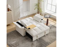 Sofá conversível para 2 pessoas 140.5x74x82 cm - Encosto ajustável - Porta USB - Porta-copos - Mesa de apoio -^ModernLuxe Hot
