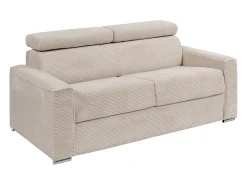 Vente-unique Sofá*Sofá convert. abert. ráp. veludo canel. , cama ripas largas 160cm, colchão 22cm VIZIR Bege