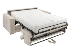 Vente-unique Sofá*Sofá convert. abert. ráp. veludo canel. , cama ripas largas 160cm, colchão 22cm VIZIR Bege