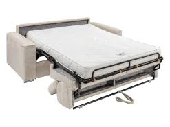 Vente-unique Sofá*Sofá convert. abert. ráp. veludo canel. , cama ripas largas 140cm, colchão 14cm VIZIR Bege