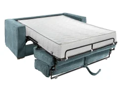 Vente-unique Sofá*Sofá convertível 160 cm veludo canelado assento memória de forma ripas largas 22 cm LORETO Azul turquesa