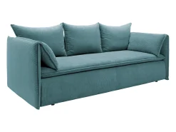 Vente-unique Sofá*Sofá convertível 3 lugares veludo canelado azul TEODORA Azul turquesa