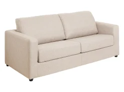 Vente-unique Sofá*Sofá convertível abertura rápida tecido cama 140 cm e colchão 14 cm DONETO Bege