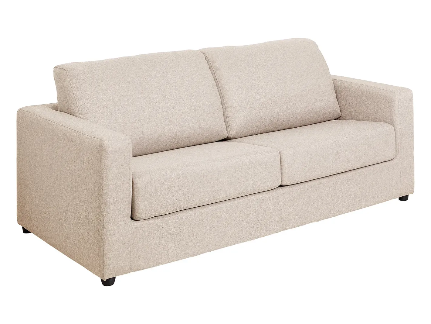 Vente-unique Sofá*Sofá convertível abertura rápida tecido cama 140 cm e colchão 14 cm DONETO Bege