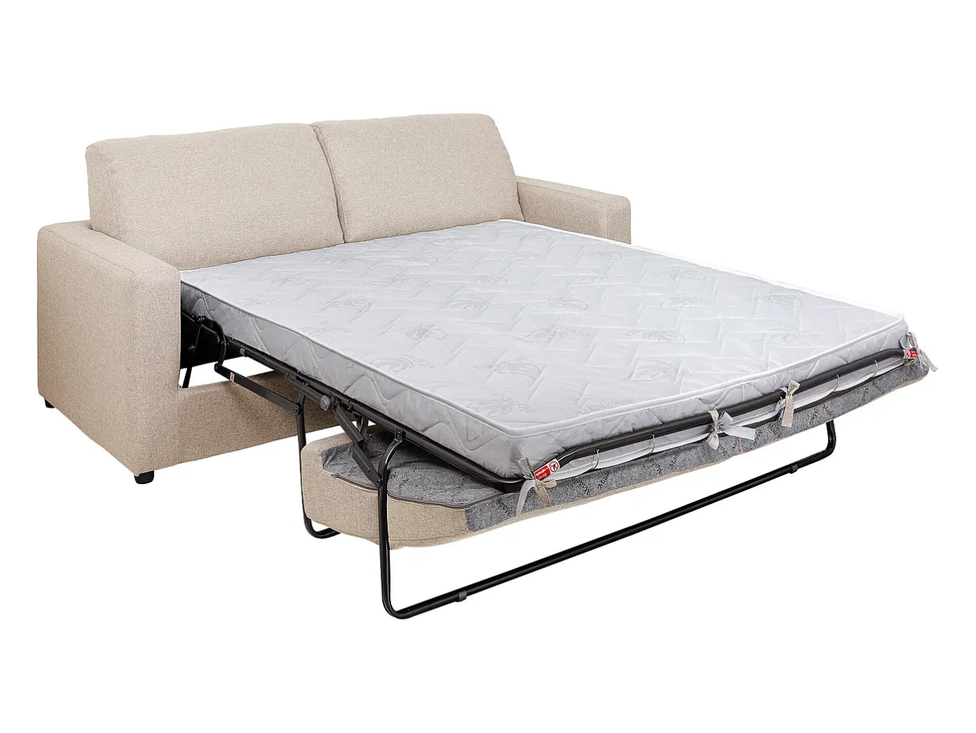 Vente-unique Sofá*Sofá convertível abertura rápida tecido cama 140 cm e colchão 14 cm DONETO Bege