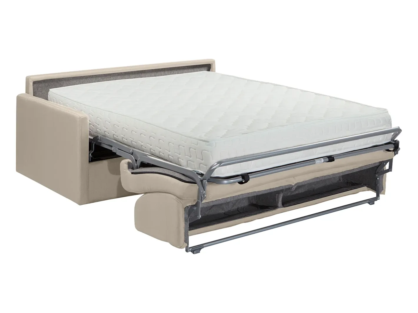 Vente-unique Sofá*Sofá convertível abertura rápida tecido assento espuma com assento de memória de forma 120 cm colchão 22 cm CALIFE Bege