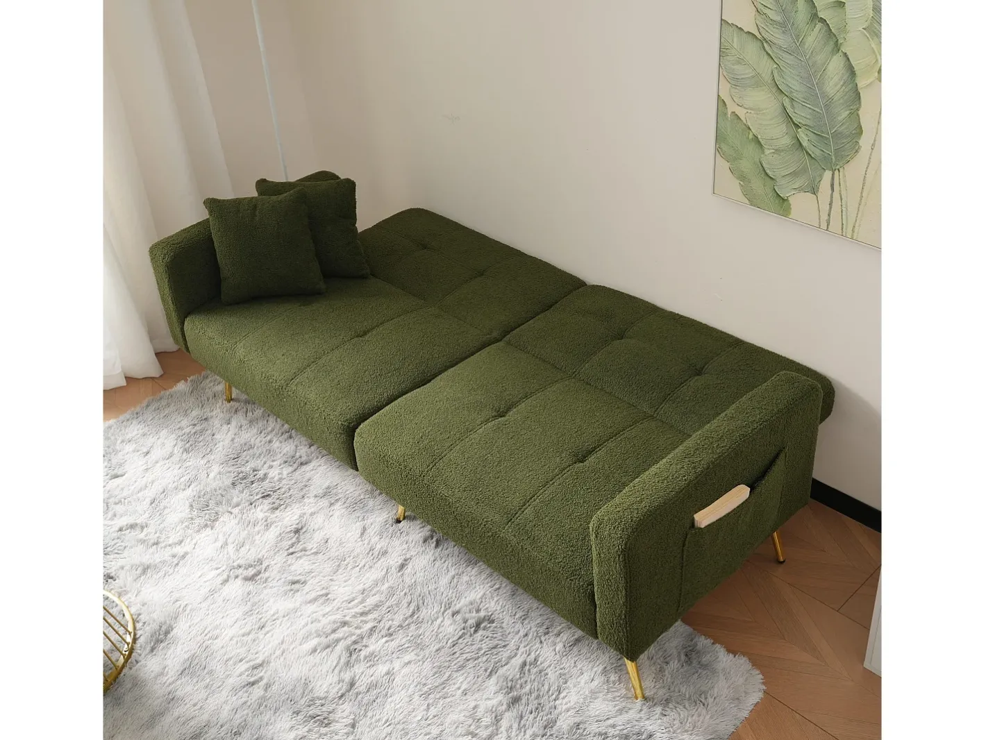 Sofá convertível com encosto ajustável - 2 lugares - Tecido turco francês - Sofá