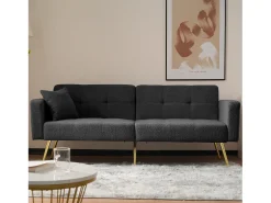 New Sofá convertível com encosto ajustável - 2 lugares - Tecido turco francês - Cinza Sofá