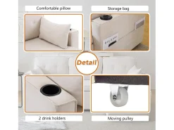 Sofá convertível de 3 lugares - em algodão - com baú e suporte para copos -^ModernLuxe Hot
