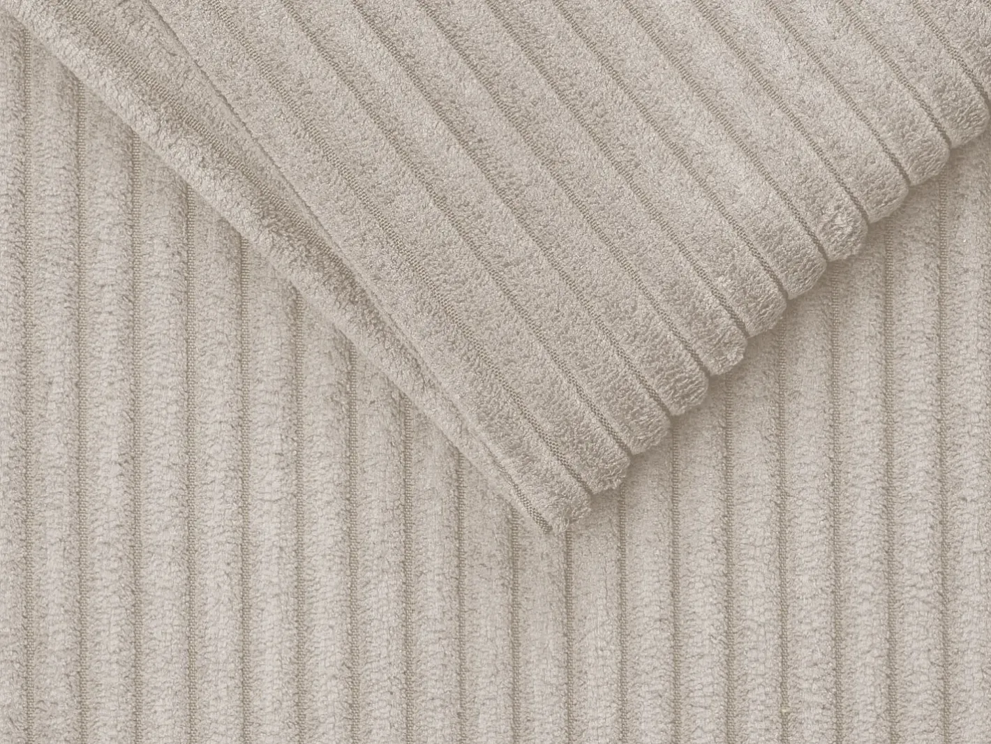 Vente-unique Sofá*Sofá convertível de veludo canelado assento memória de forma 140 cm colchão 18cm CALIFE Bege