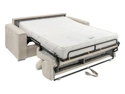 Vente-unique Sofá*Sofá convertível de veludo canelado assento memória de forma 140 cm colchão 18cm CALIFE Bege