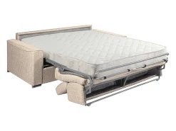 Vente-unique Sofá*Sofá convertível em tecido com assento de memória de forma 140 colchão memória de forma 18cm VIZIR Bege