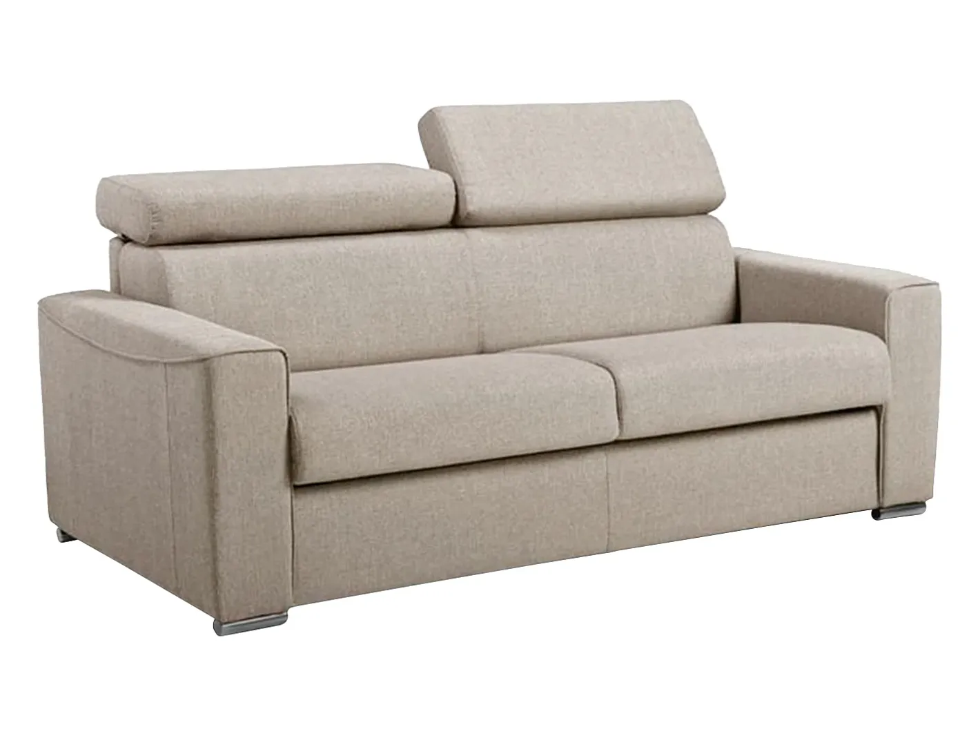 Vente-unique Sofá*Sofá convertível em tecido com assento de memória de forma 140 colchão memória de forma 18cm VIZIR Bege
