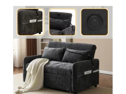 Online Sofá convertível multiângulo ajustável em tecido chenille - 2 lugares - com suporte para telefone e portas USB - Sofá