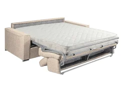 Vente-unique Sofá*Sofá convertível tecido assento memória de forma 140 colchão memória de forma 16cm VIZIR Bege
