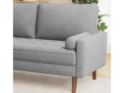 Sofá de 3 - Sofá em tecido de linho cinza - Escandinavo - com 2 travesseiros e apoios de braços - pés de madeira maciça - 173x77x84cm*DripeX Clearance