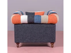 Clearance Sofá de 1 lugar estofado em patchwork - Chesterfield - Retalhos Poltrona