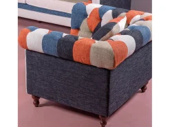 Clearance Sofá de 1 lugar estofado em patchwork - Chesterfield - Retalhos Poltrona
