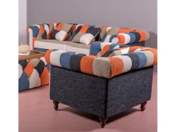 Clearance Sofá de 1 lugar estofado em patchwork - Chesterfield - Retalhos Poltrona